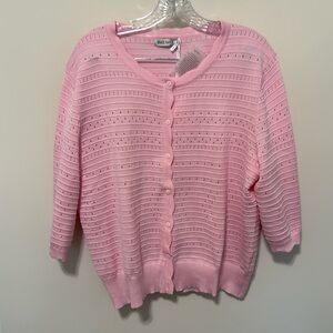 Grace Karin Women’s Pink Scallop Neck/Sleeves Cropped Cardigan / Size XXL